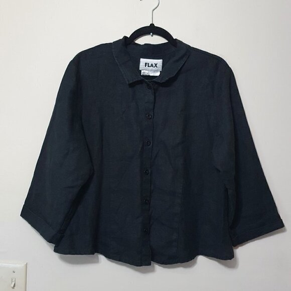 Flax 100% Linen button down top - Picture 1 of 8